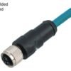M12 8-Pin X-Coded Straight Female Connector, Overmolded, Shielded