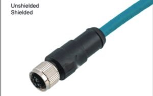 M12 8-Pin X-Coded Straight Female Connector, Overmolded, Shielded