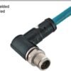 M12 8-Pin X-Coded Angled Male Connector, Overmolded, Shielded