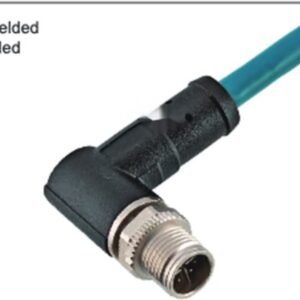 M12 8-Pin X-Coded Angled Male Connector, Overmolded, Shielded