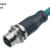 M12 8-Pin X-Coded Straight Female Connector, Overmolded Socket, Screw M16x1.5