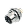 M12 8-Pin X-Coded Female Front Mount Socket, PCB Termination, Screw M16x1.5