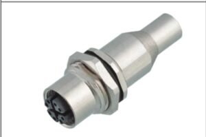 M12 8-Pin X-Coded Female Back Mount Socket, Solder Termination, Screw M16x1.5, Shielded