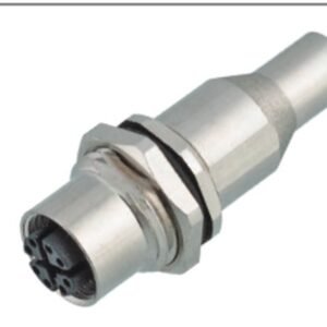 M12 8-Pin X-Coded Female Back Mount Socket, Solder Termination, Screw M16x1.5, Shielded