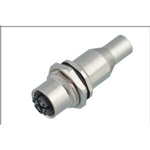 M12 8-Pin X-Coded Female Back Mount Socket, Solder Termination, Screw M16x1.5, Shielded