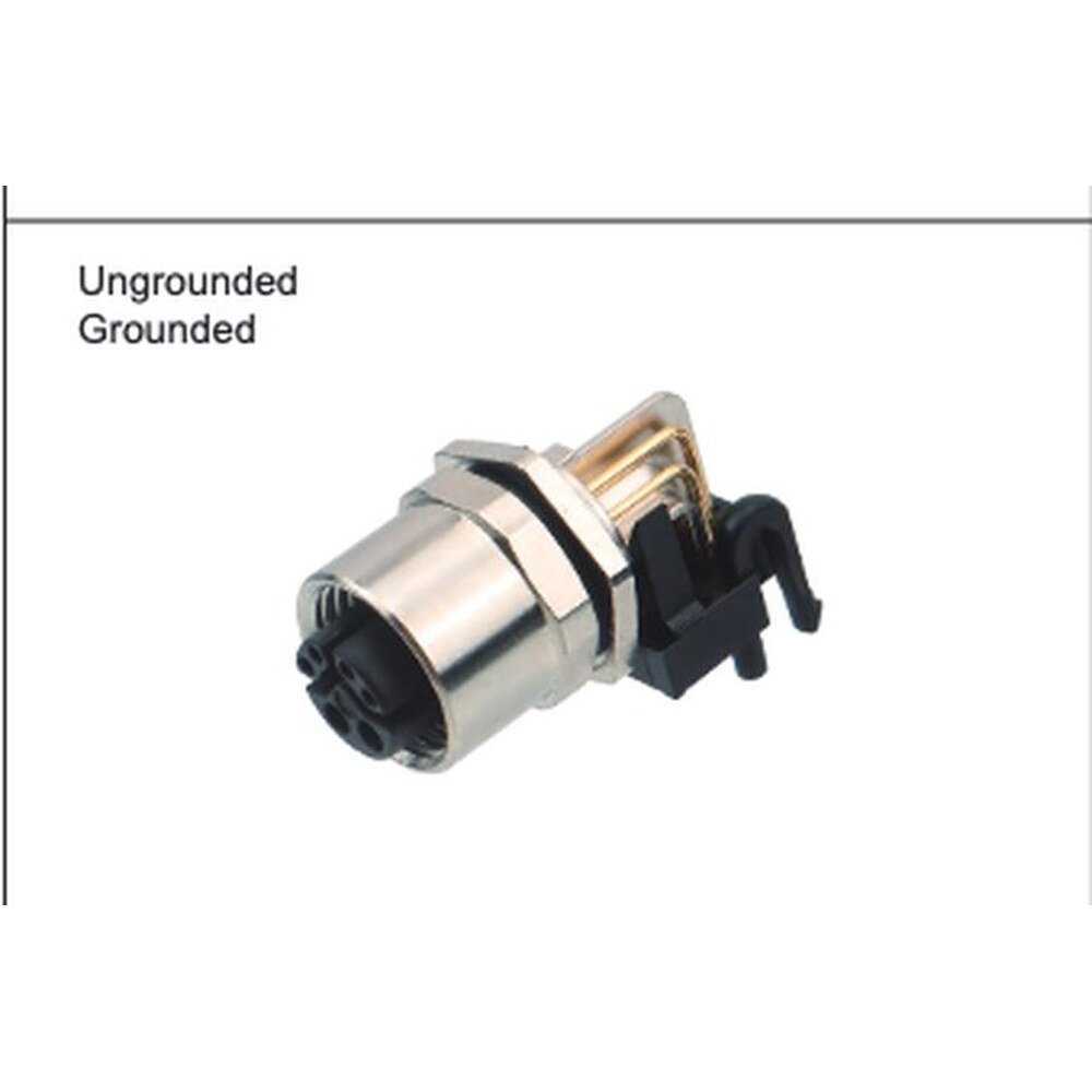 M12 8-Pin X-Coded Angle Female Socket, PCB Termination, Screw M12x1