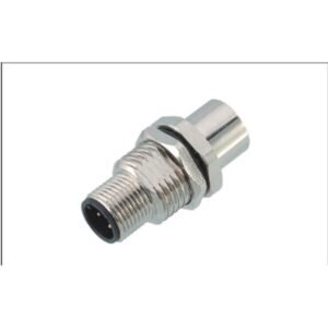 M12 8-Pin X-Coded I-Type Adapter, Plug-to-Socket, Metal Style