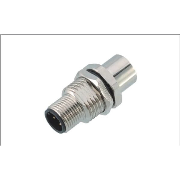 M12 8-Pin X-Coded I-Type Adapter, Plug-to-Socket, Metal Style