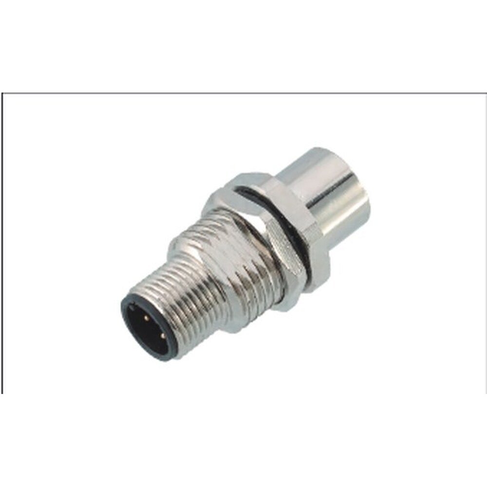 M12 8-Pin X-Coded I-Type Adapter, Plug-to-Socket, Metal Style