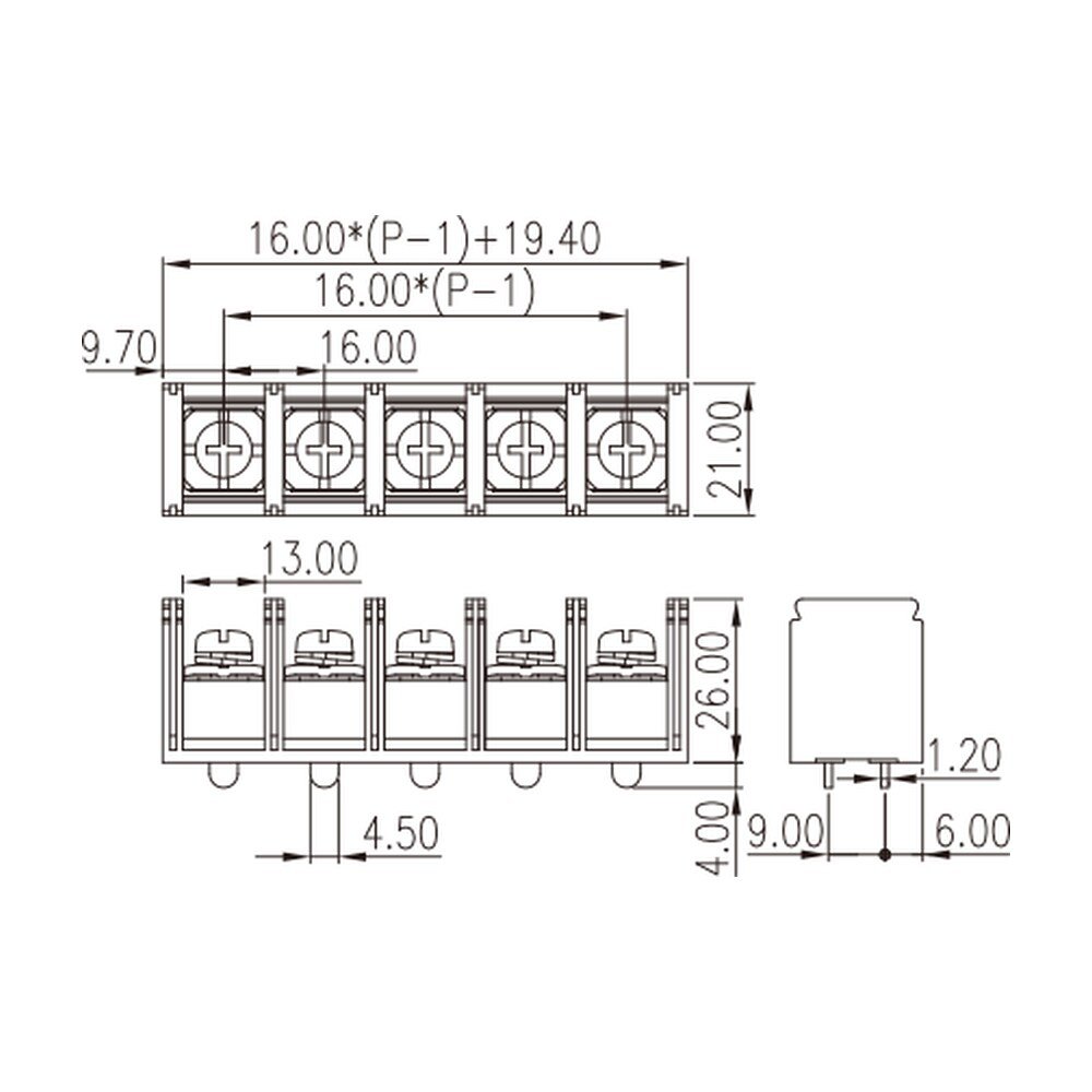 0166-80XX — Barrier terminal blocks , Screw connection