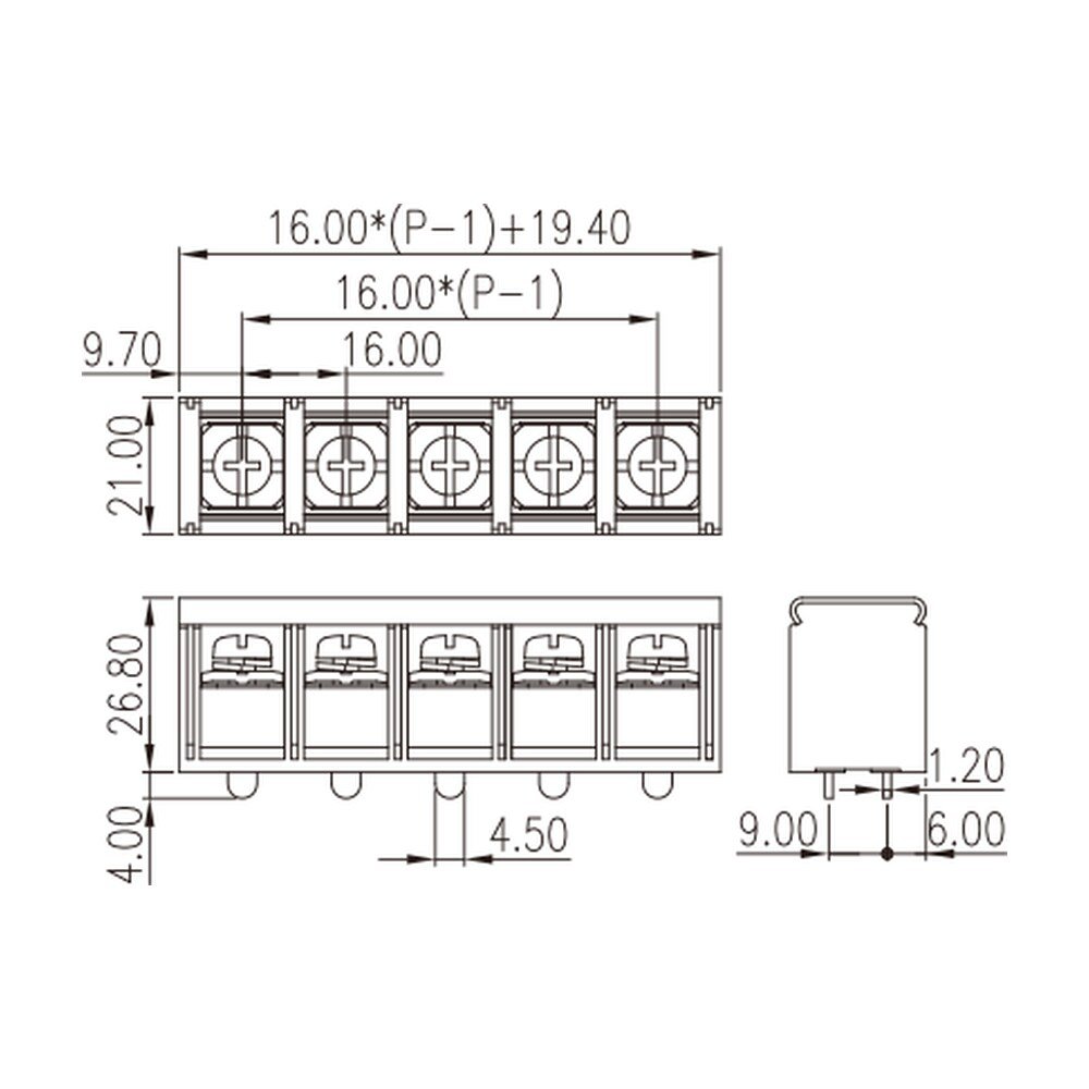 0166-80XXC — Barrier terminal blocks , Screw connection