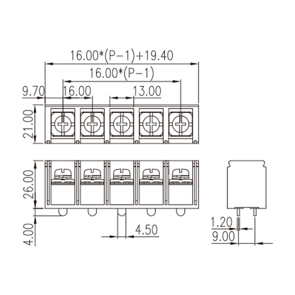0167-80XX — Barrier terminal blocks , Screw connection