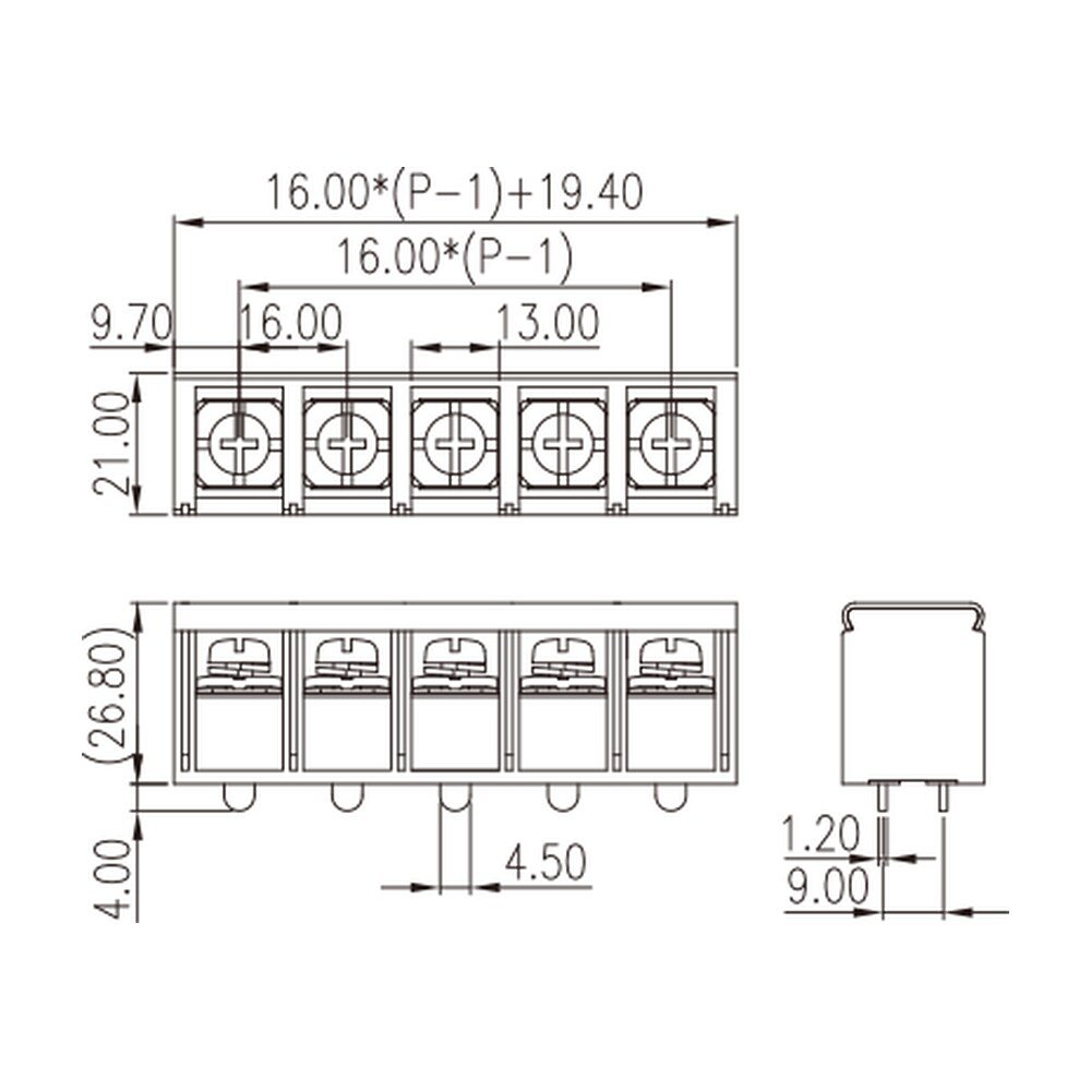0167-80XXC — Barrier terminal blocks , Screw connection