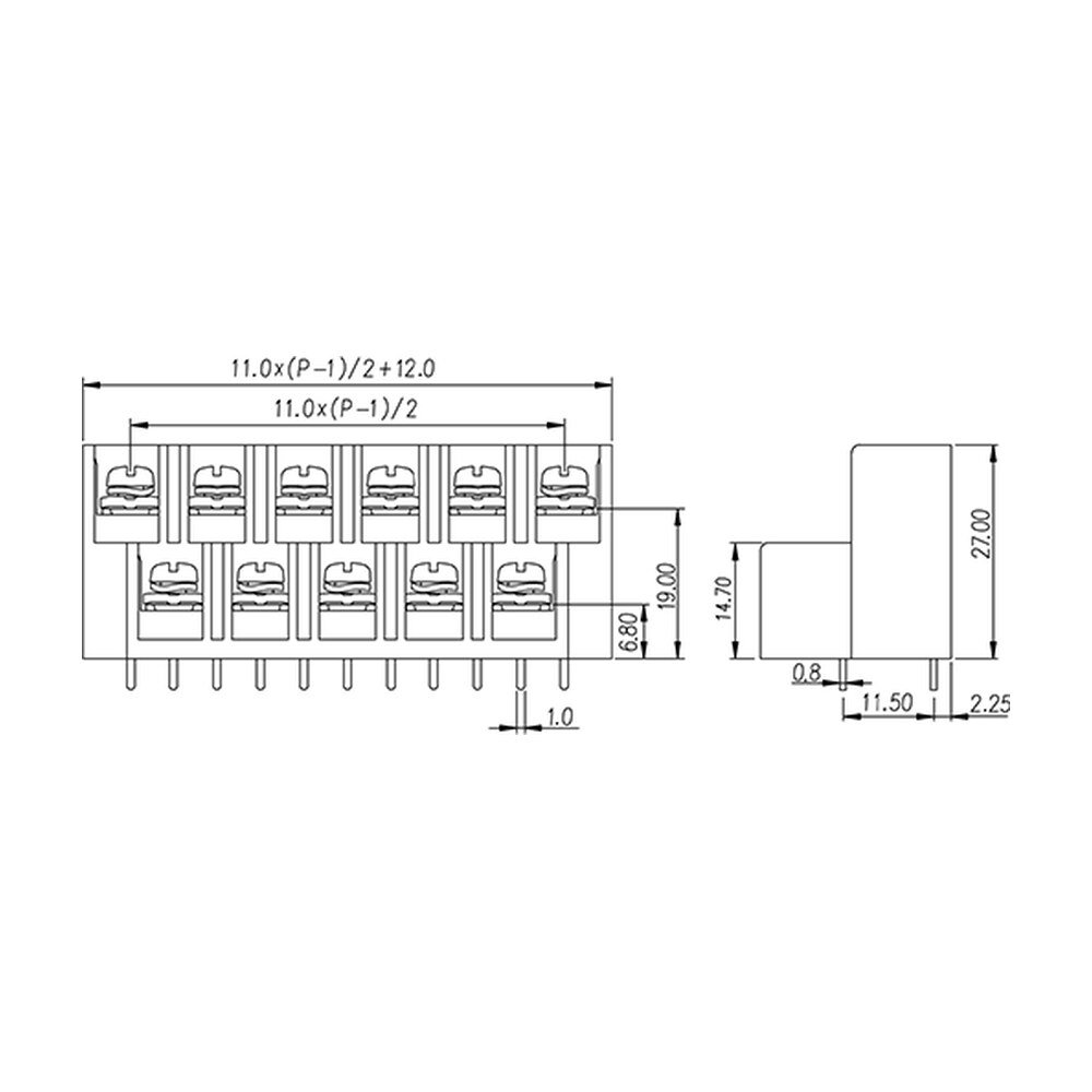0222-10XX — Barrier terminal blocks , Screw connection