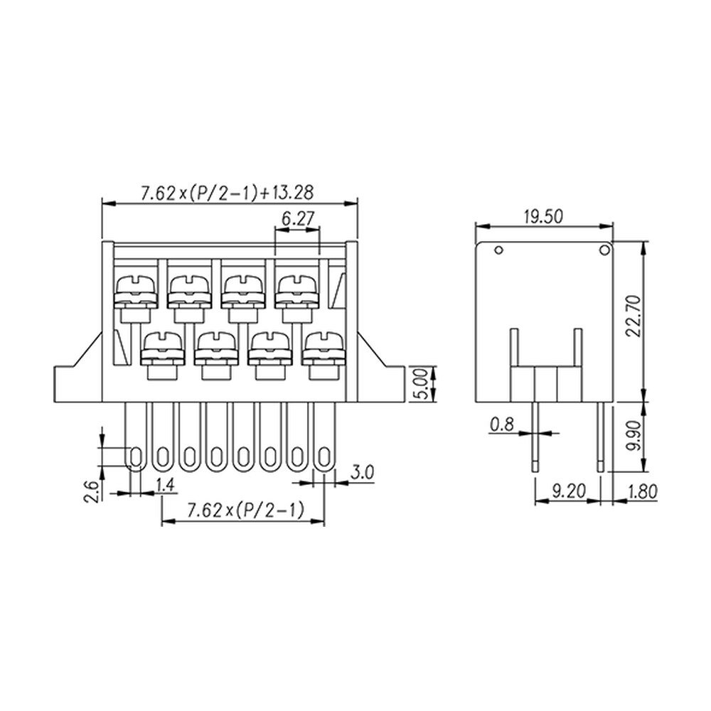 2DC-A02W-XX — Barrier terminal blocks , Screw connection