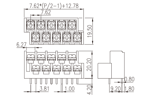 2DD-B01W-XX — Barrier terminal blocks , Screw connection
