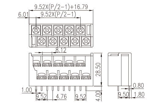 4DC-B01W-XX — Barrier terminal blocks , Screw connection