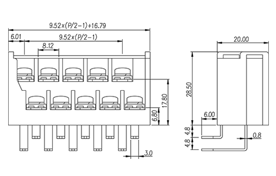 4DC-B34W-XX — Barrier terminal blocks , Screw connection