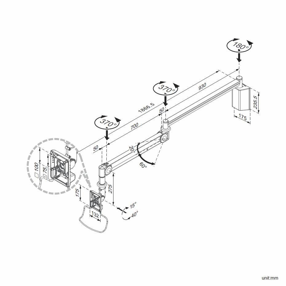 Monitor Arm - Long Reach MW-M123PN