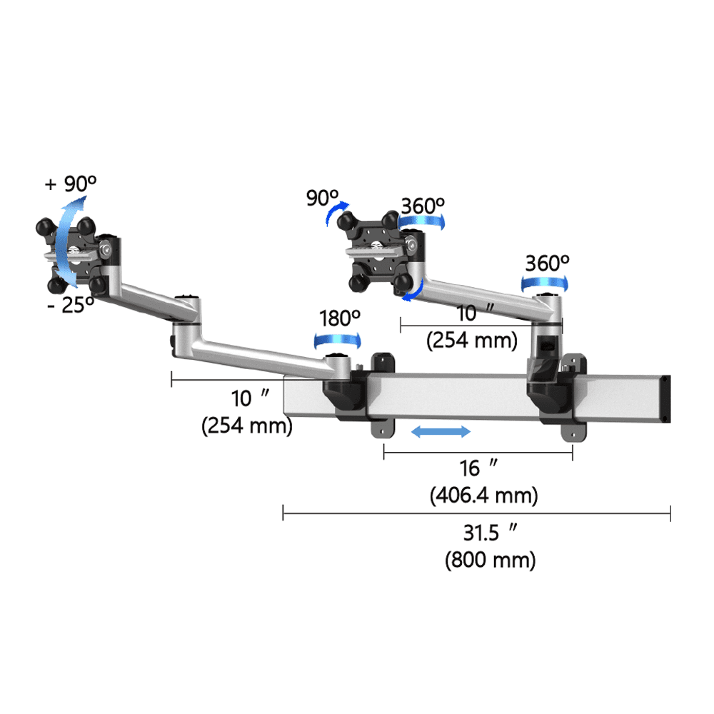 Dual Monitor Wall Mount for Apple w/ Quick Release Two Orientations - BL-AW60