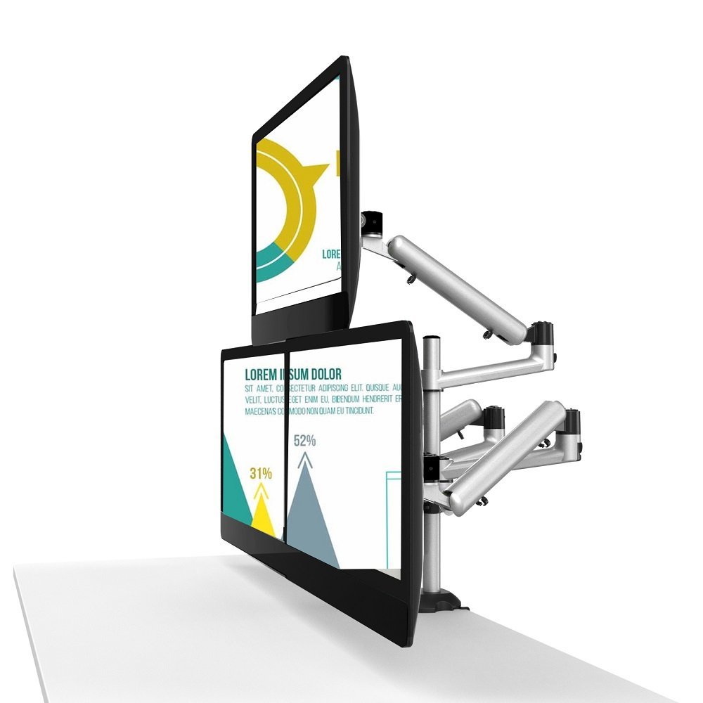 Triple Monitor Desk Mount w/ Independent Full Motion & Quick Release - BL-DM137