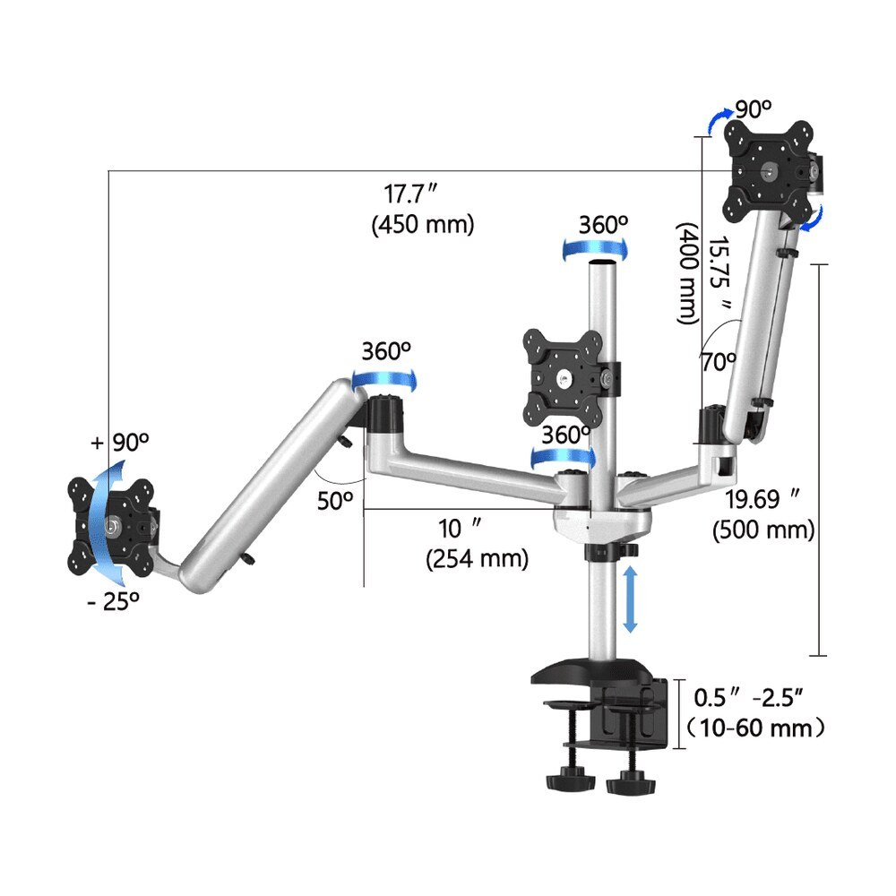 Triple Monitor Desk Mount Low Profile & Quick Release - BL-DM243