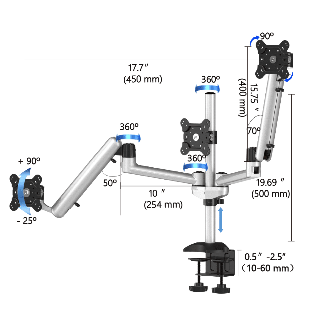 Triple Monitor Desk Mount Low Profile & Quick Release - BL-DM243