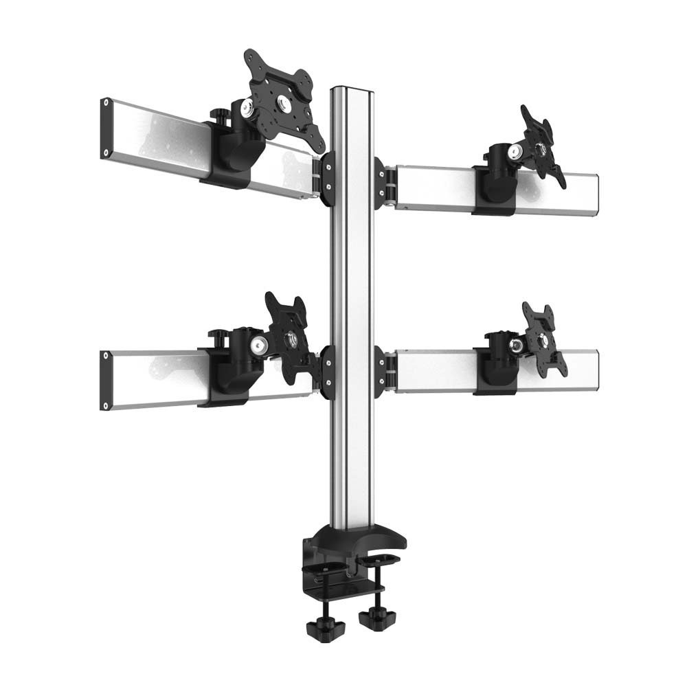 Four Monitor Stand 2X2 Oval or Straight w/ 2-in-1 Base Quick Release - BL-DM174