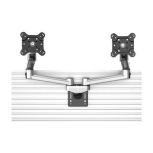 Dual VESA Mount for Slatwall w/ Quick Release Dual Arm