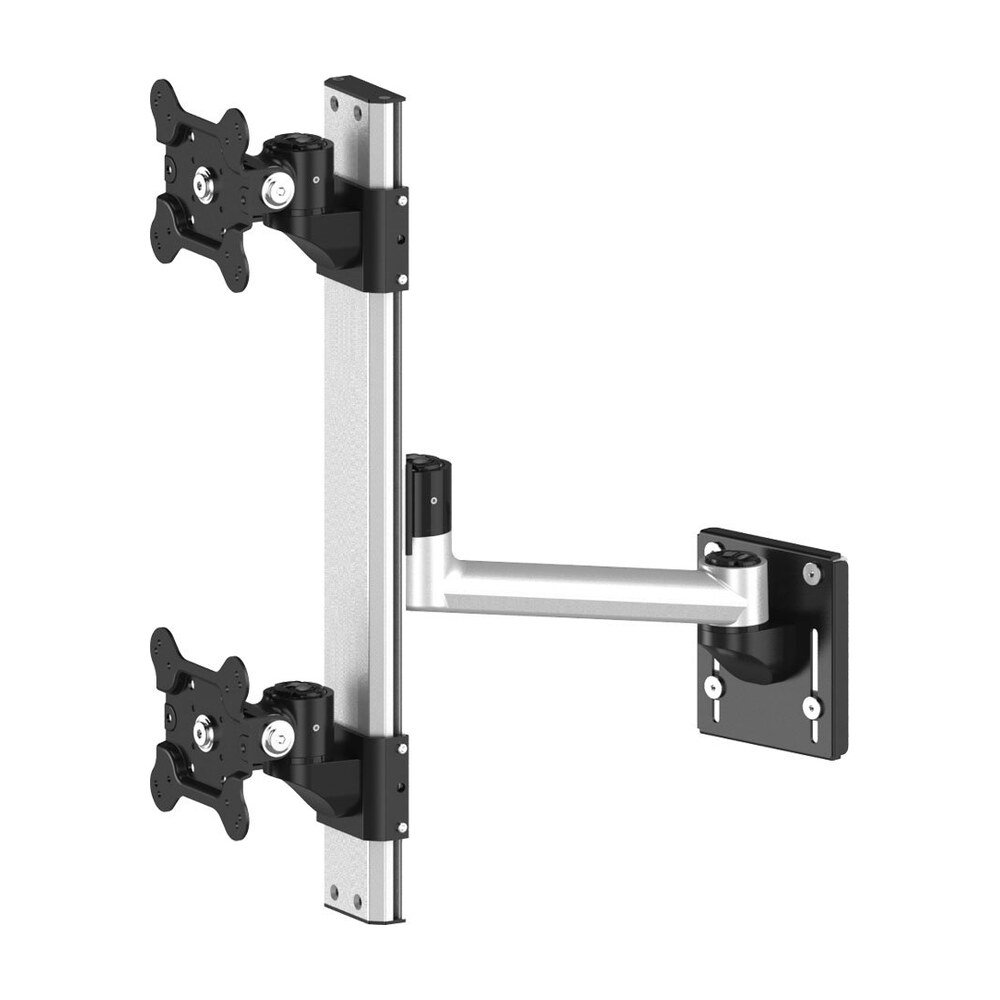 Dual VESA Mount for Slat Wall Stacked w/ Quick Release Single Arm - BL-S286