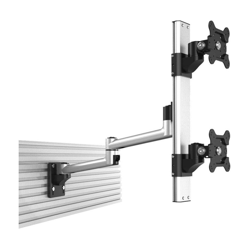 Dual VESA Mount for Slatwall Stacked w/ Quick Release Dual Arm - BL-S287