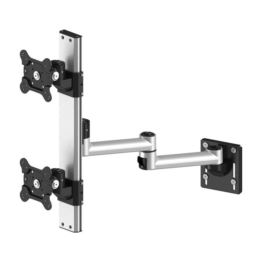 Dual VESA Mount for Slatwall Stacked w/ Quick Release Dual Arm - BL-S287