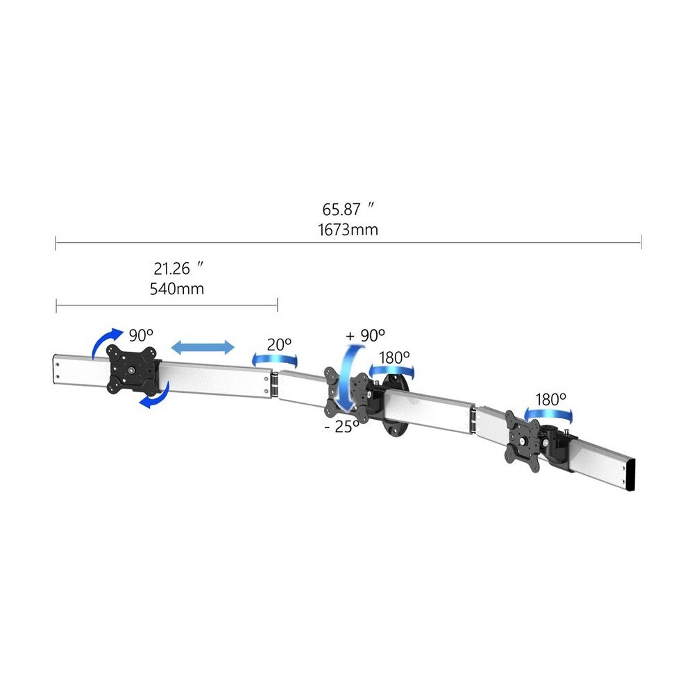 3 Monitor Wall Mount Low Profile Single Stud - BL-W213
