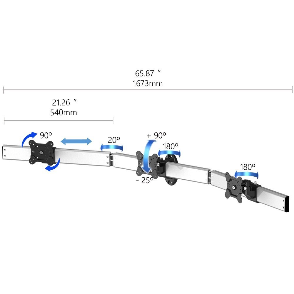 3 Monitor Wall Mount Low Profile Single Stud - BL-W213