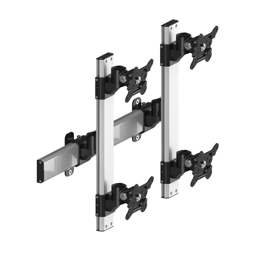 VESA Wall Mount for 4 Monitors 2x2 Quick Release Two Orientations - BL-W247