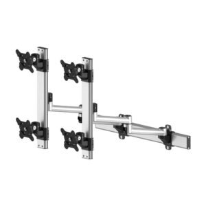 VESA Wall Mount for 4 Monitors 2x2 Quick Release w/ Dual Arms