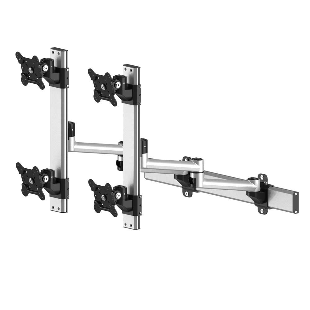 VESA Wall Mount for 4 Monitors 2x2 Quick Release w/ Dual Arms - BL-W249