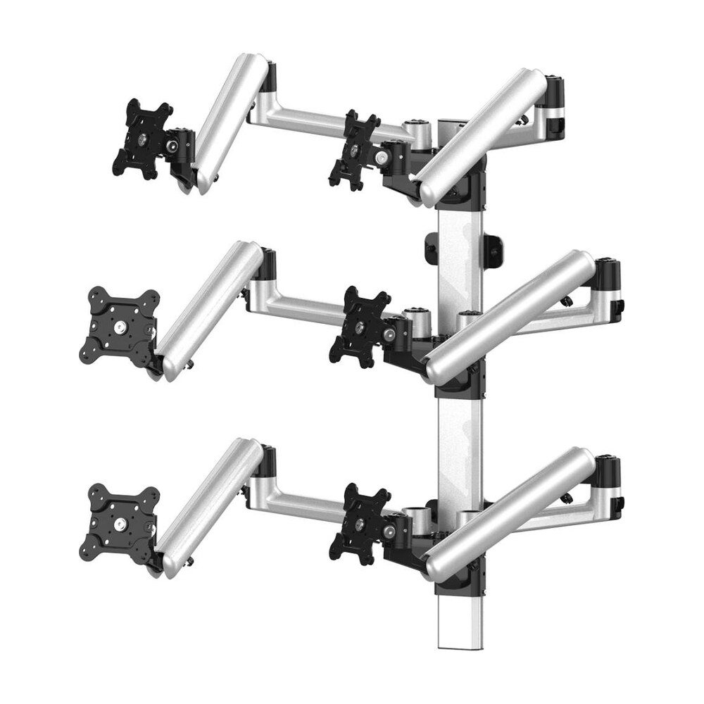 Sit-Stand Wall Mount for 6 Monitors 3x2 w/ Quick Release Full Motion - BL-W258