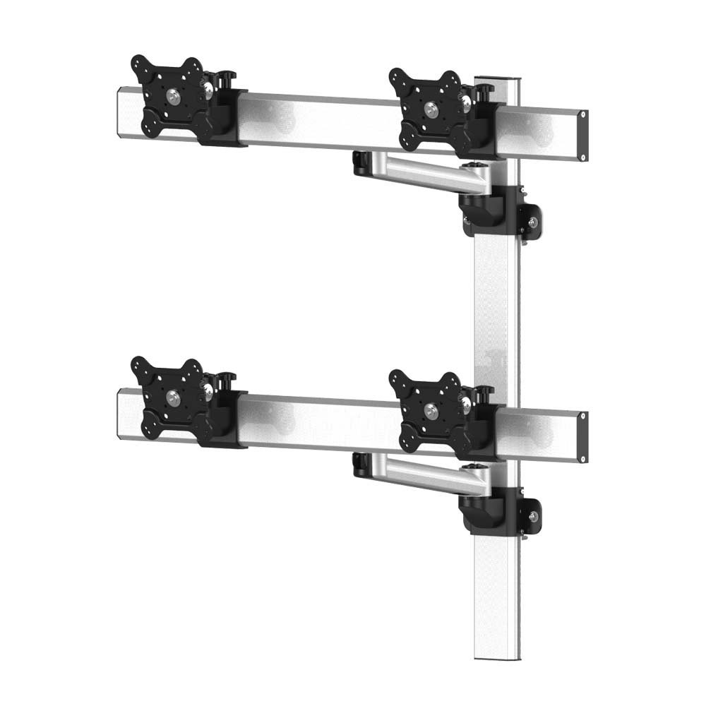 VESA Wall Mount for 4 Monitors 2x2 w/ Quick Release & Single Arms - BL-W260