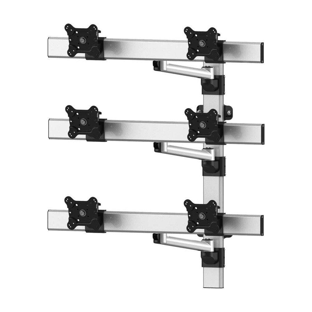 VESA Wall Mount for 6 Monitors 2x3 w/ Quick Release & Single Arms - BL-W265