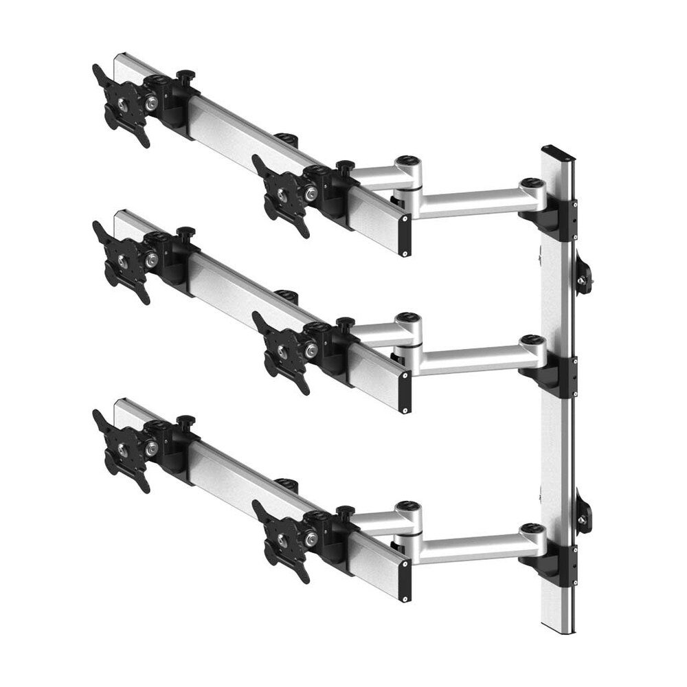 VESA Wall Mount for 6 Monitors 2x3 w/ Quick Release & Double Arms - BL-W266
