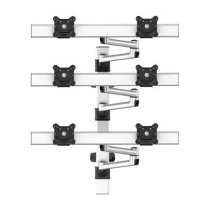 VESA Wall Mount for 6 Monitors 2x3 w/ Quick Release & Double Arms
