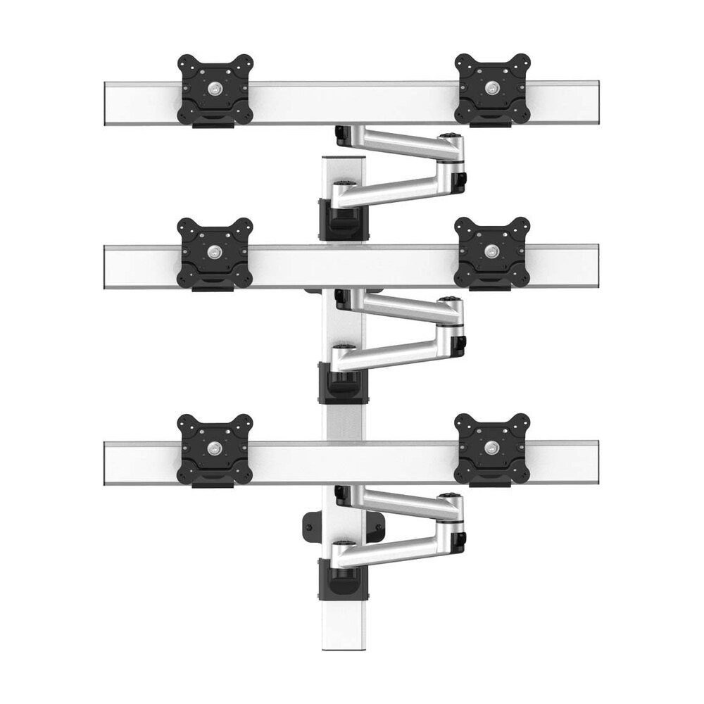 VESA Wall Mount for 6 Monitors 2x3 w/ Quick Release & Double Arms - BL-W266