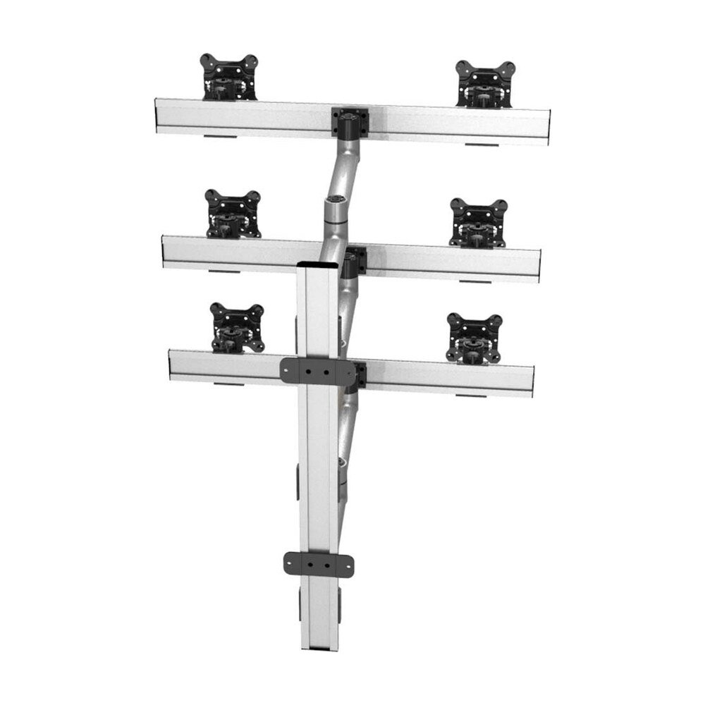 VESA Wall Mount for 6 Monitors 2x3 w/ Quick Release & Double Arms - BL-W266