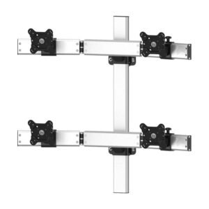 VESA Wall Mount for 4 Monitors 2x2 Oval or Straight w/ Quick Release