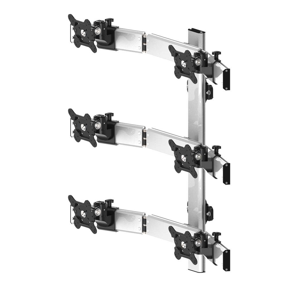 VESA Wall Mount for 6 Monitors 2x3 Quick Release Oval or Straight - BL-W272