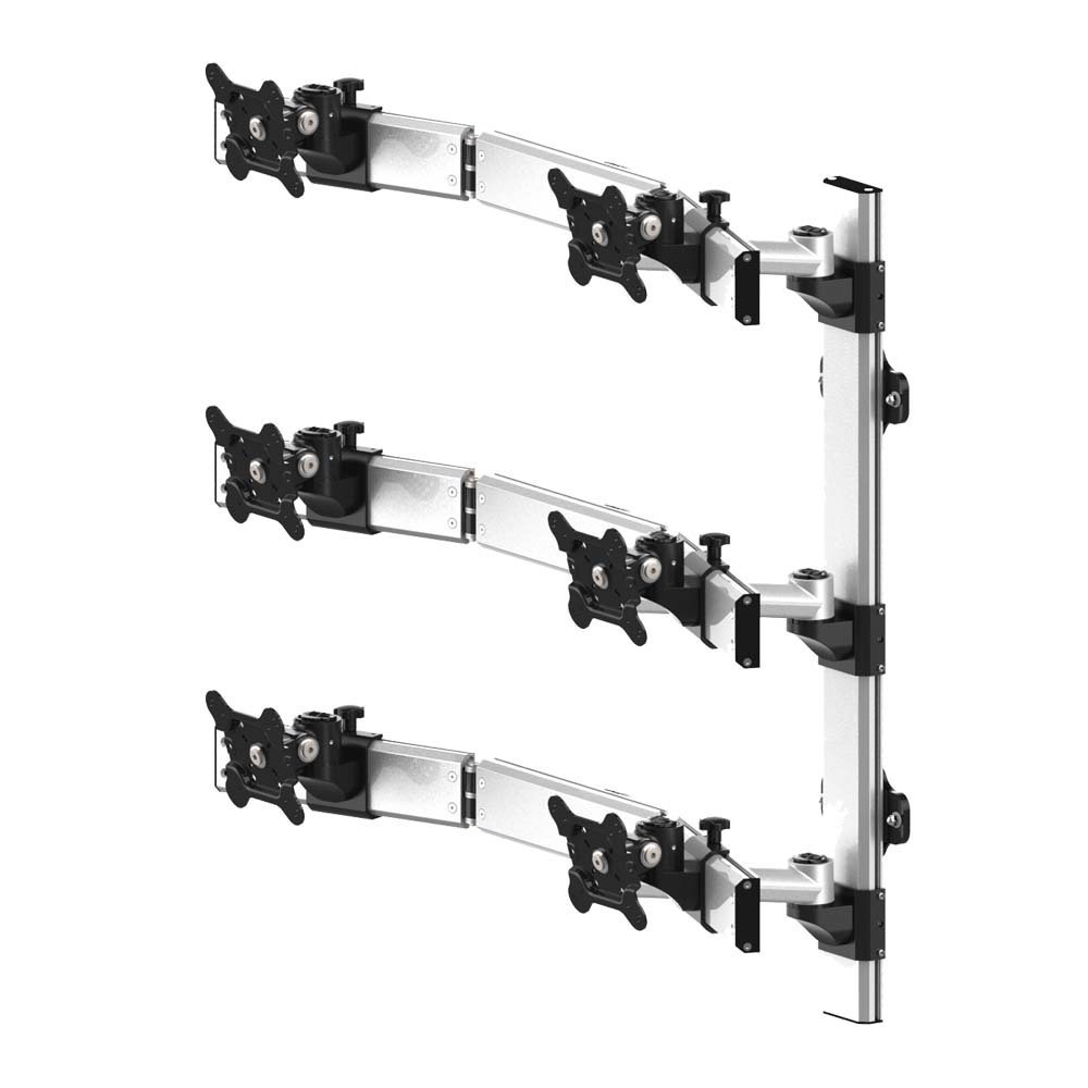 VESA Wall Mount for 6 Monitors 2x3 Oval or Straight w/ Quick Release - BL-W273