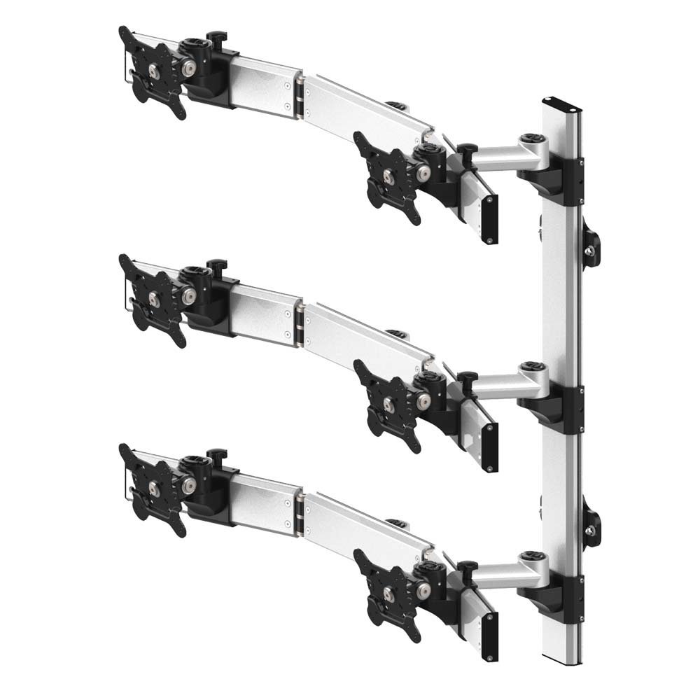VESA Wall Mount for 6 Monitors 2x3 Oval or Straight w/ Quick Release - BL-W273