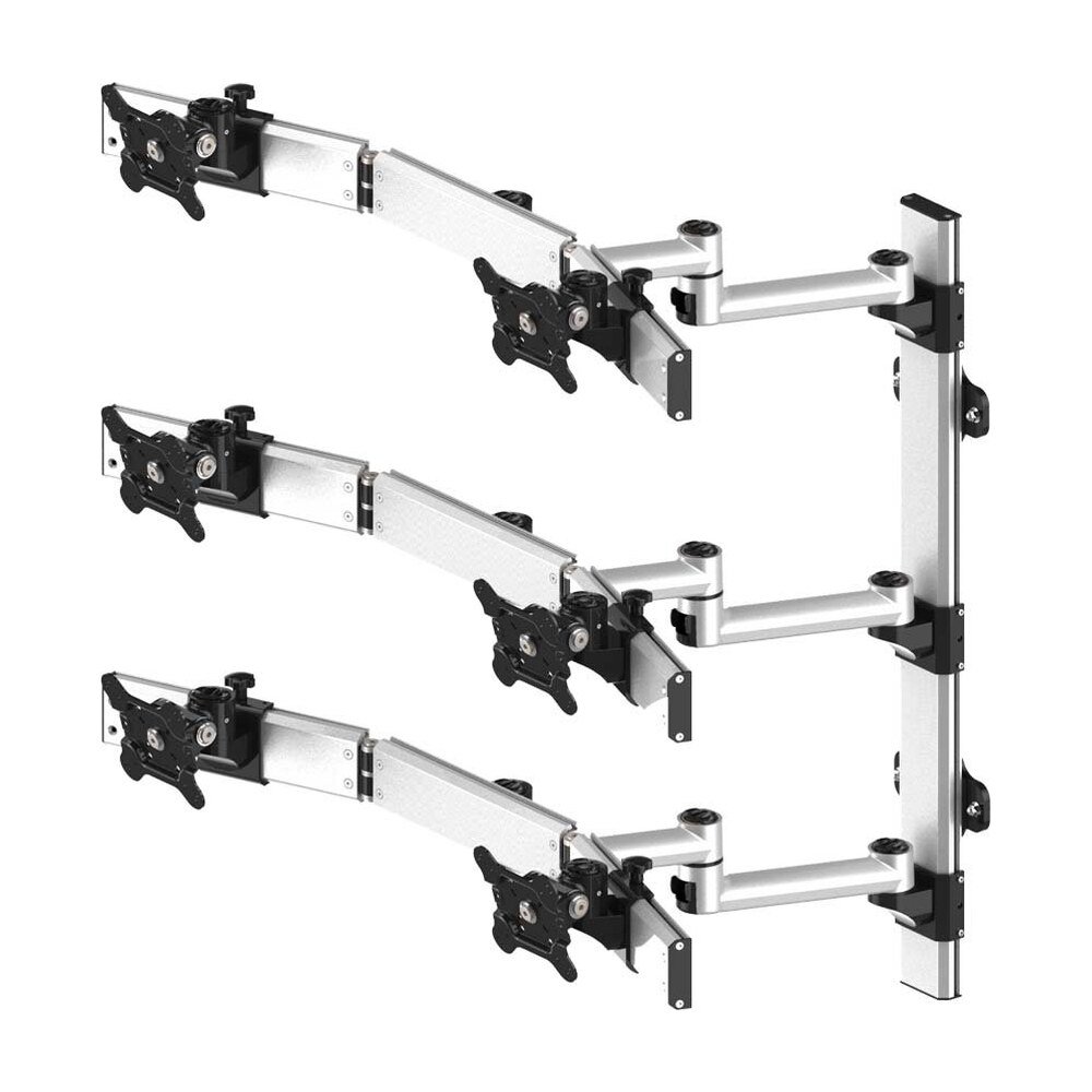 VESA Wall Mount for 6 Monitors 2x3 Quick Release w/ Dual Arms - BL-W274