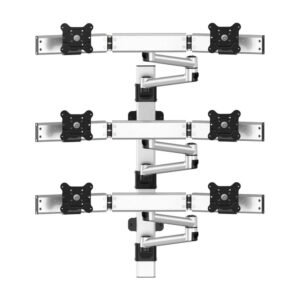 VESA Wall Mount for 6 Monitors 2x3 Quick Release w/ Dual Arms